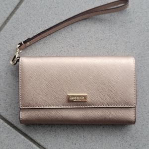 Kate Spade rose gold wristlet wallet